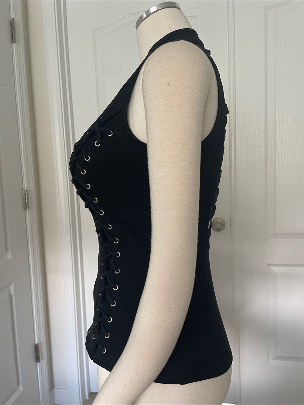 Lydia Black Lace-Up Front Zip Women's Vest Small - Picture 9 of 10